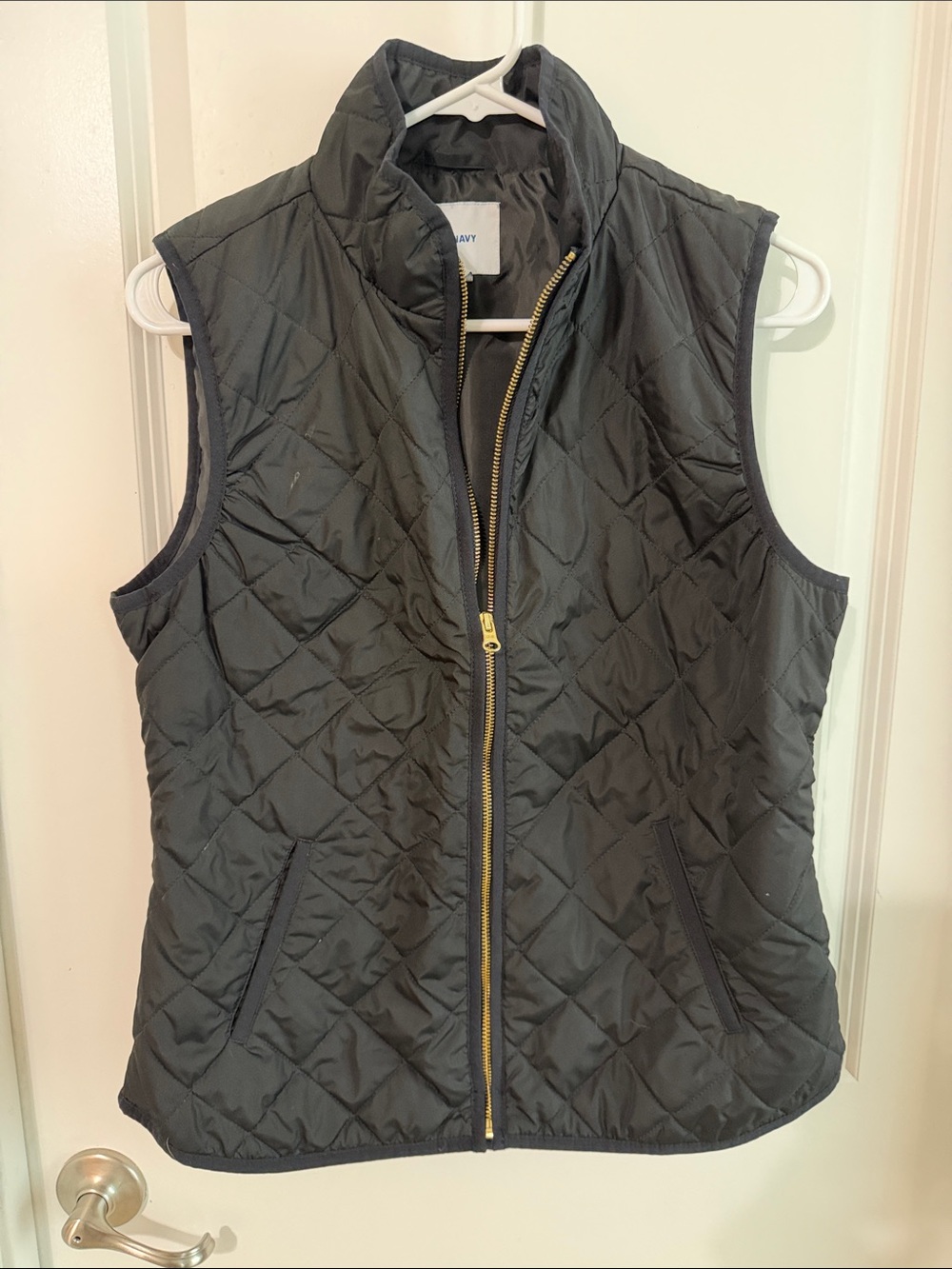 Old Navy Black Quilted Zip-Front Vest